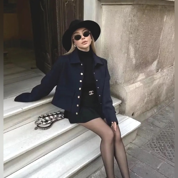 Zara Jackets & Blazers - NWOT Zara GOLD BUTTON SOFT TOUCH JACKET
NAVY BLUE